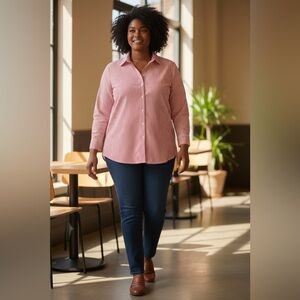 Jones New York Red Striped Button-Down Shirt